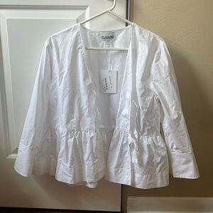 Ganni White Tie Blouse